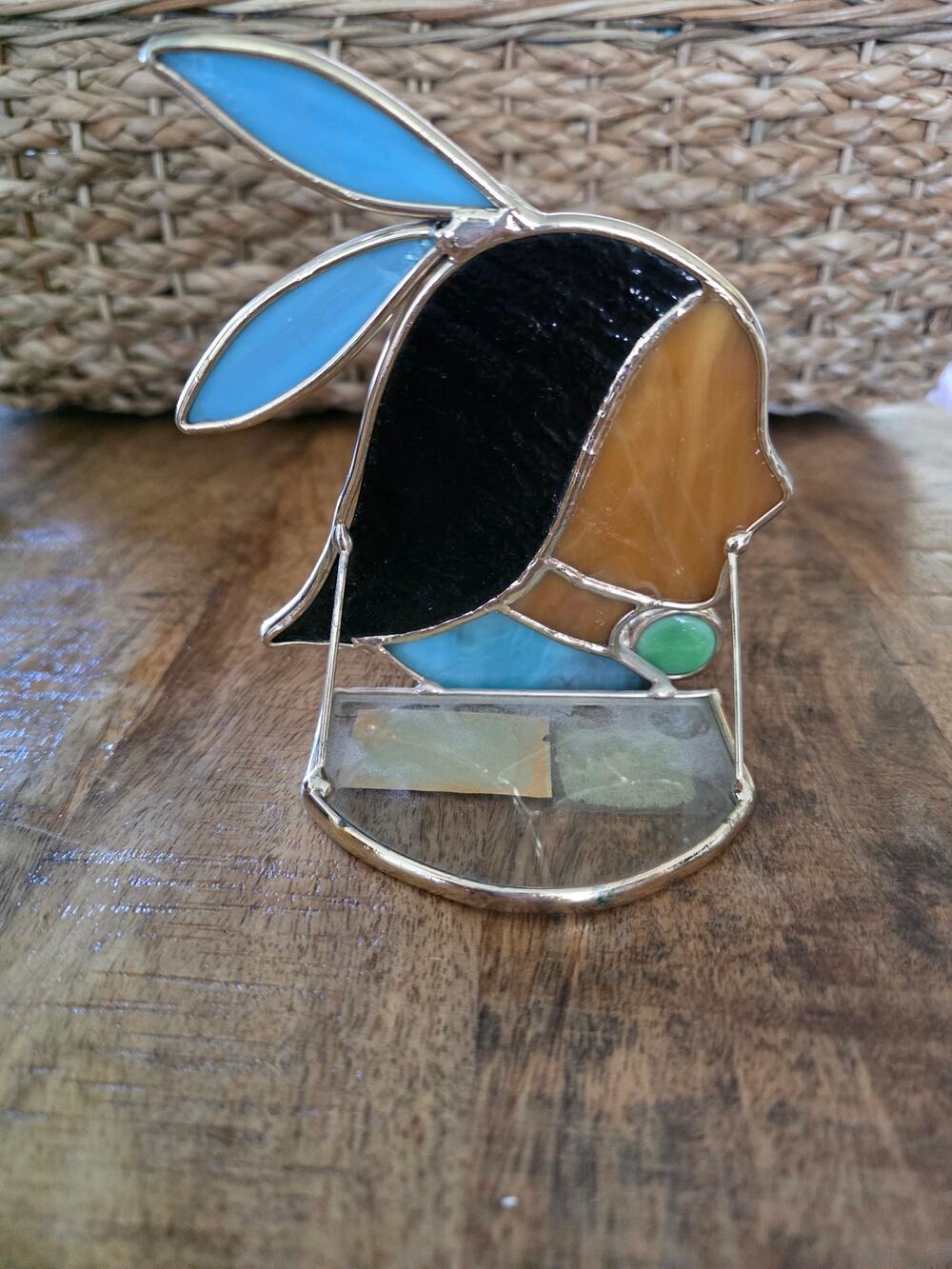 Native American Stained Glass Suncatcher Maiden Ornament Hanging Tealight Holder